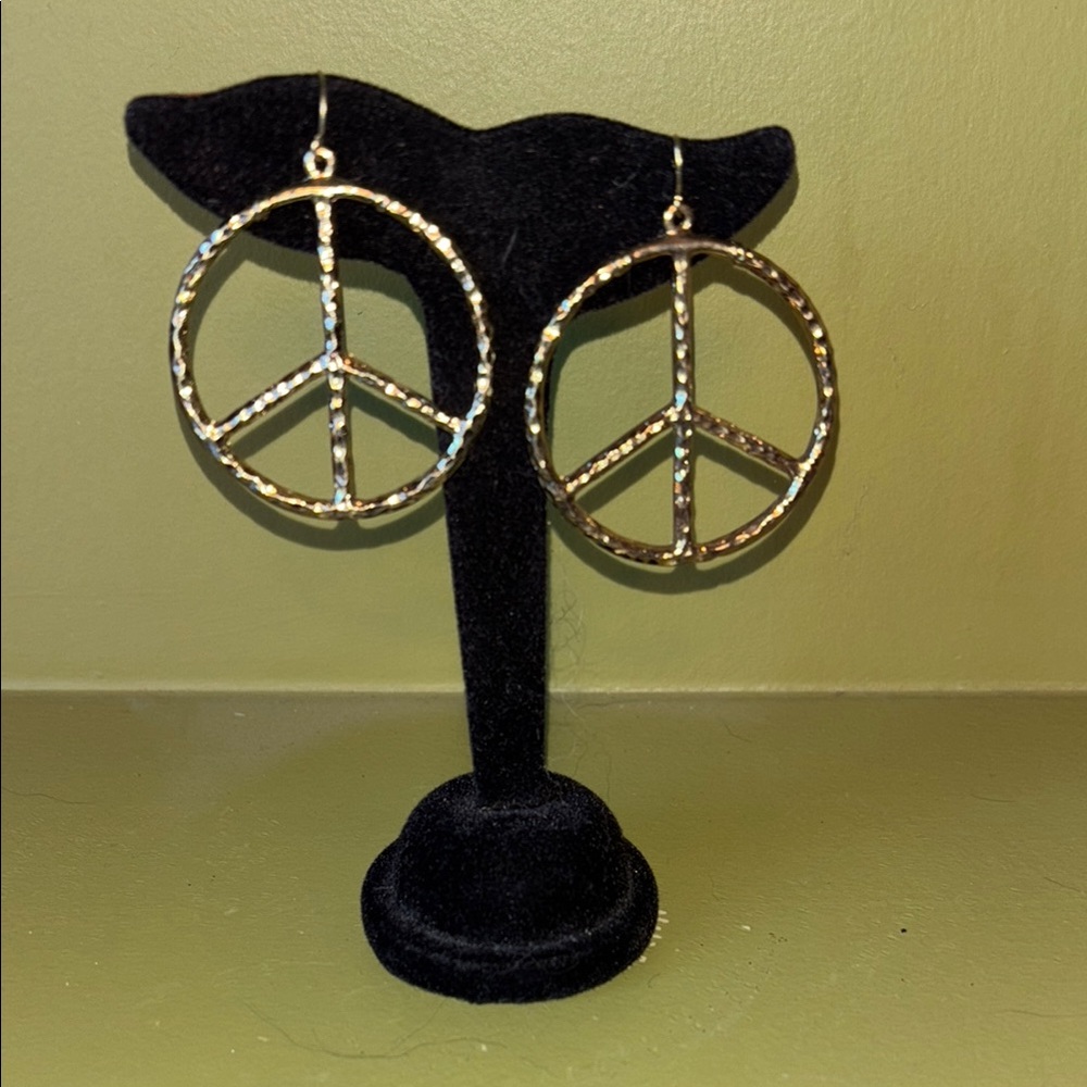 Gold Peace Sign Earrings
